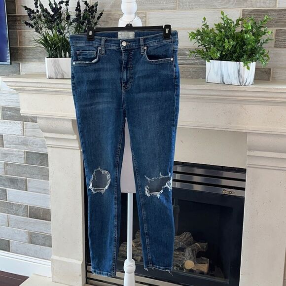 Free People Destroyed Ripped Knee Skinny Jeans Size 30 - Picture 5 of 13